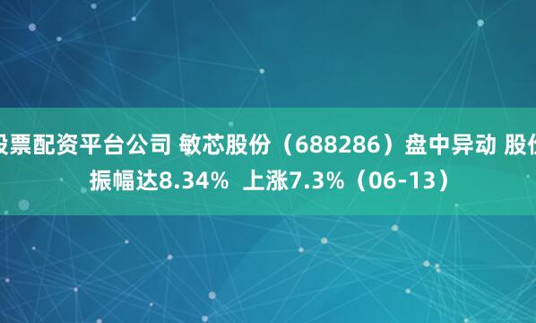 股票配资平台公司 敏芯股份（688286）盘中异动 股价振幅达8.34%  上涨7.3%（06-13）