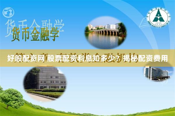 好股配资网 股票配资利息知多少？揭秘配资费用